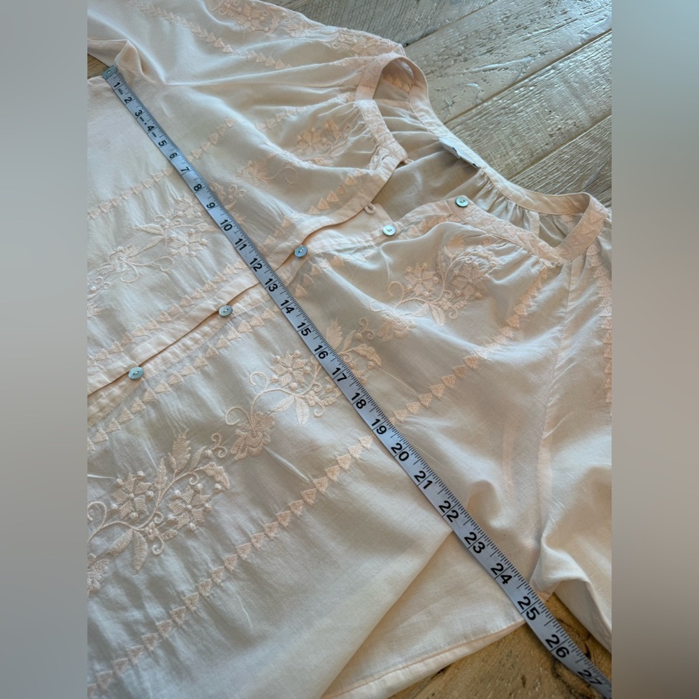 J Jill Lt Peach Women's Embroidered Blouse L - Picture 4 of 6